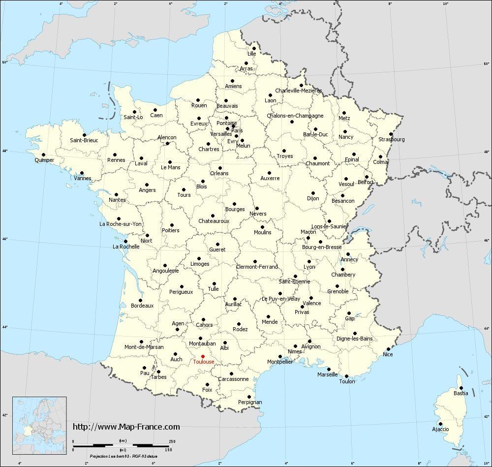 ਨਕਸ਼ਾ ਦੇ france ਦਿਖਾ ਟੁਲੂਜ਼