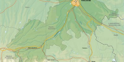 ਦੇ Topographic ਨਕਸ਼ਾ ਟੁਲੂਜ਼